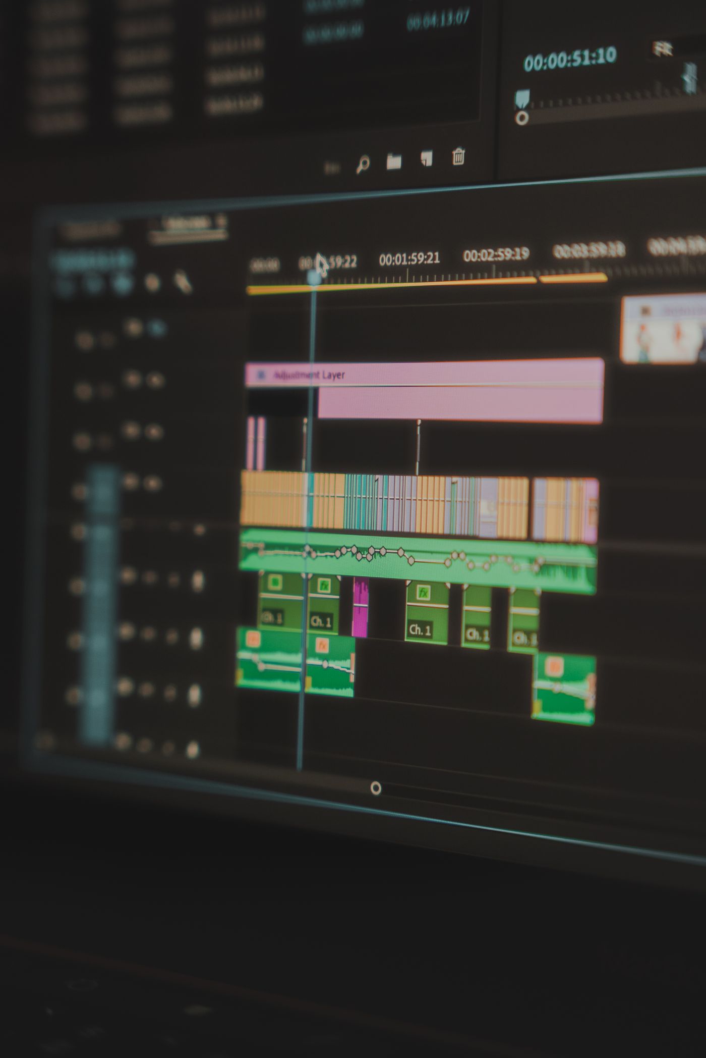 Video and audio tracks in editing software