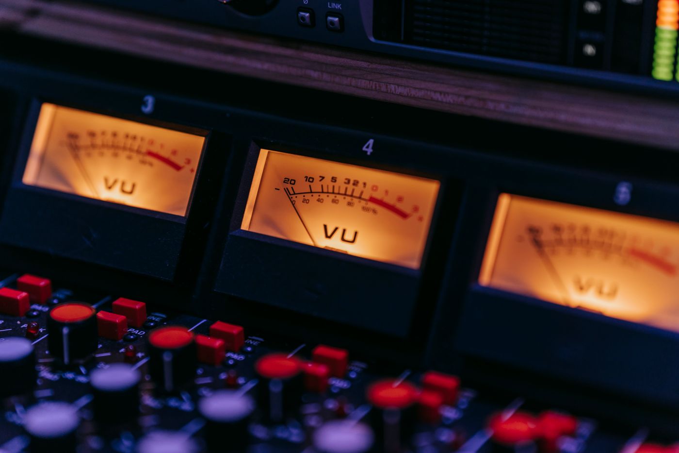 Illuminated audio level meters