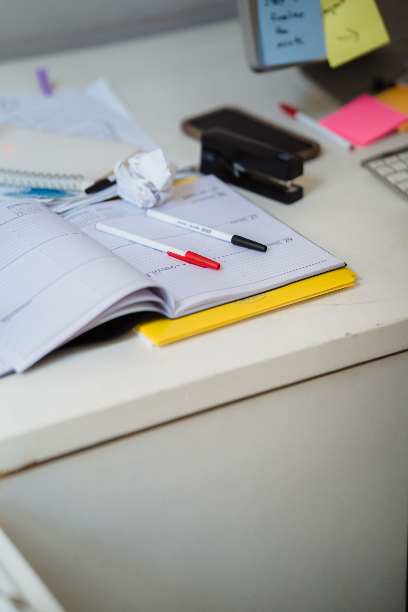 Open planner and stationery