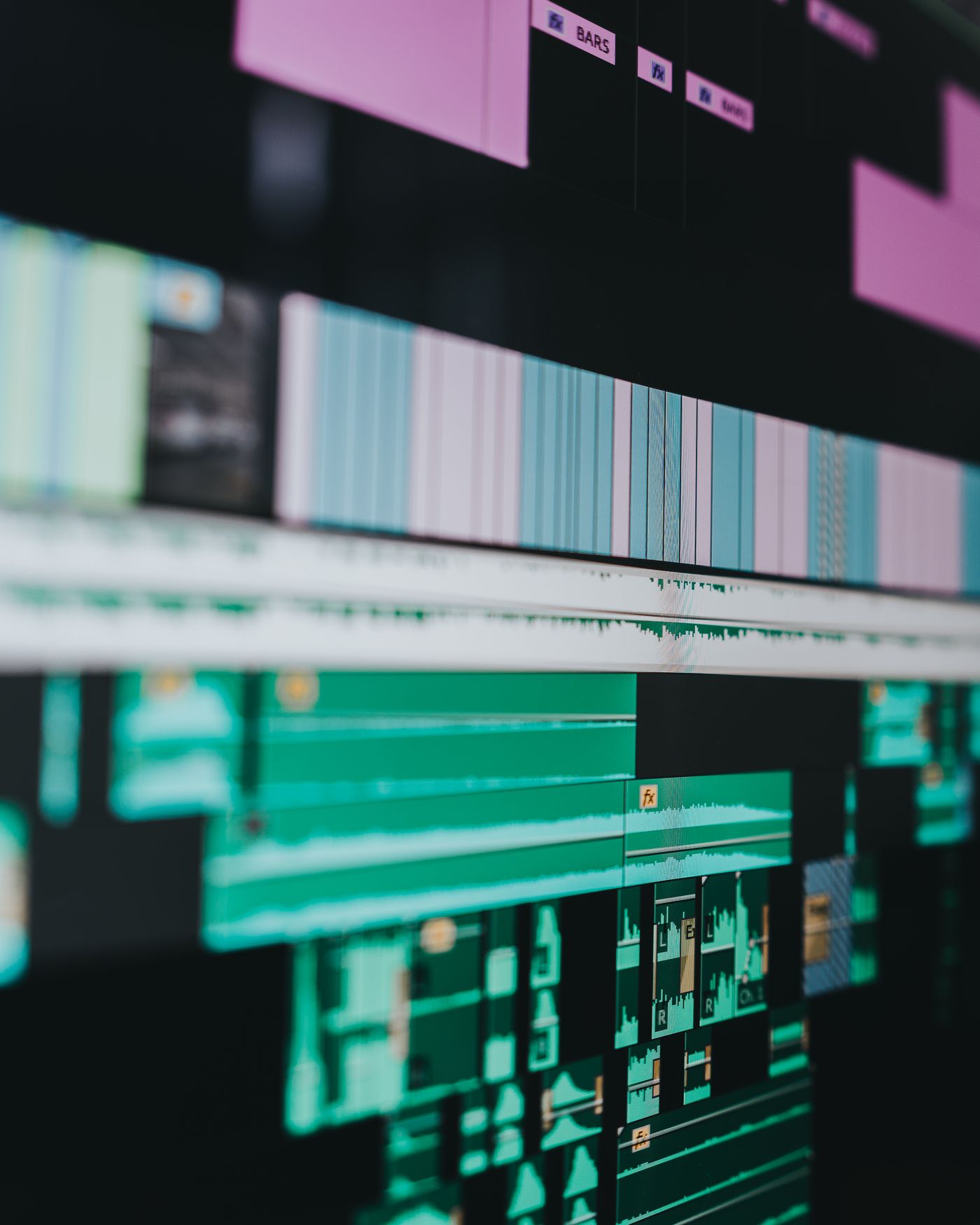 Close-up of a real video editing timeline